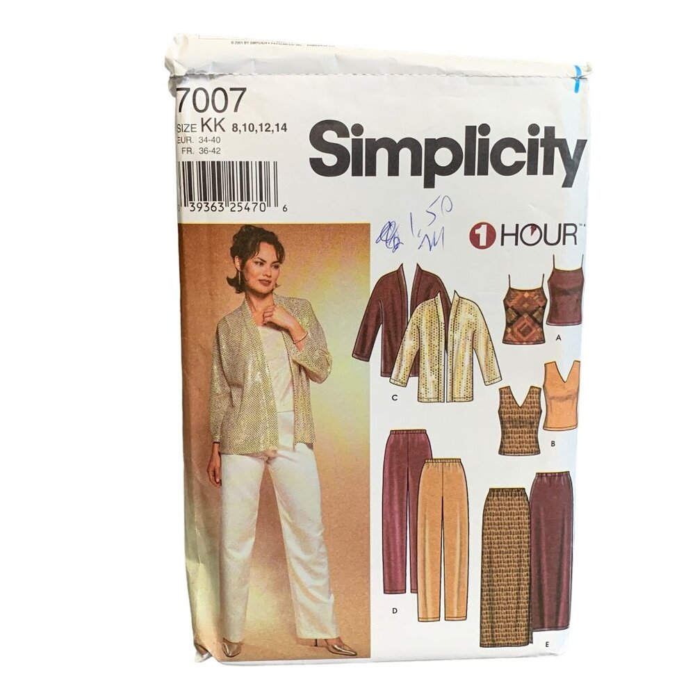 Simplicity Womens Sewing Pattern 7007 Jacket Top Pant Skirt Size 8-14 uncut